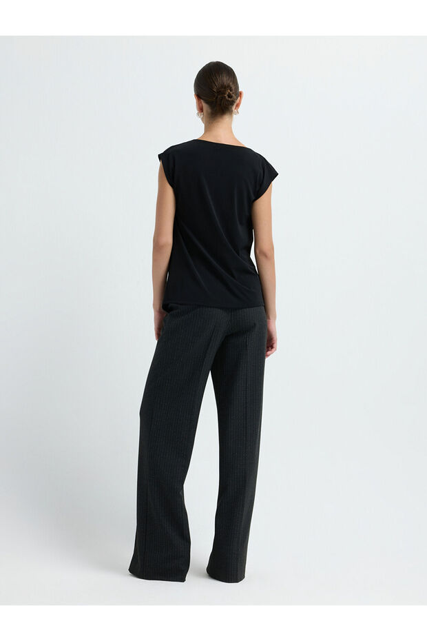 Degaje Yaka Örme Bluz - 6