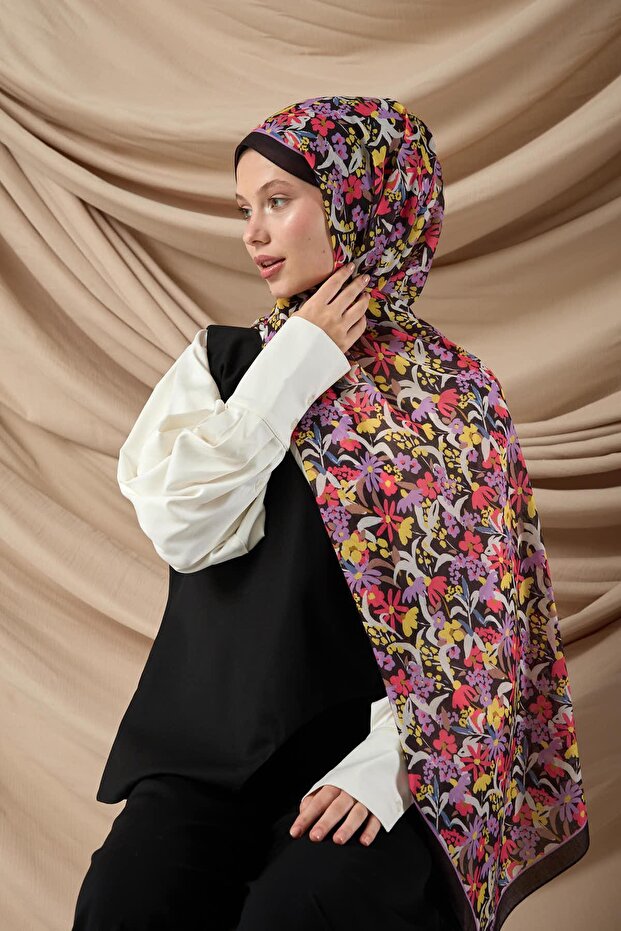 شال ناعم منقوش 70019-16 - 2