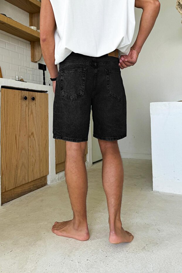 Basic Kot Şort Siyah - 3