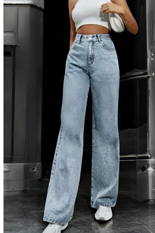 Blue Washed Fluid Form Women's Jeans