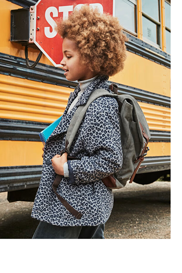 Kız Çocuk Jakarlı Kaban 10-14 Yaş Gri - 1