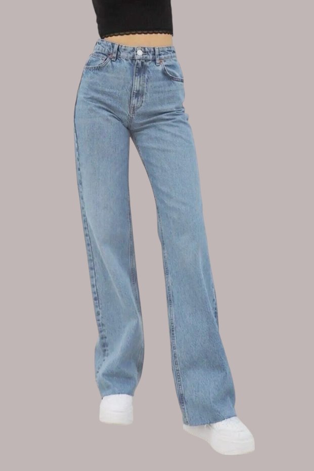Women's Palazzo High Waist Blue Denim Pants