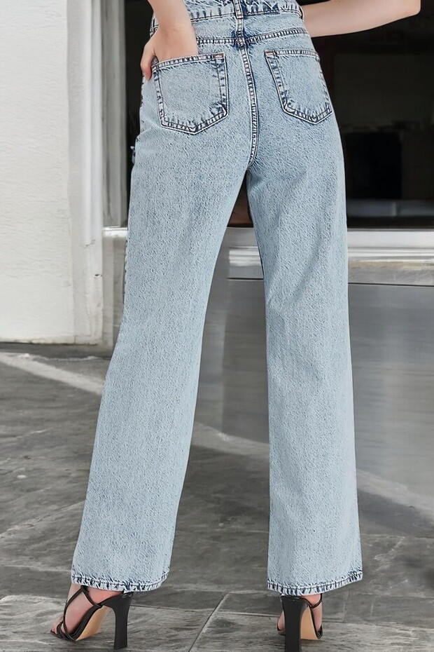 Blue Washed Fluid Form Women's Jeans