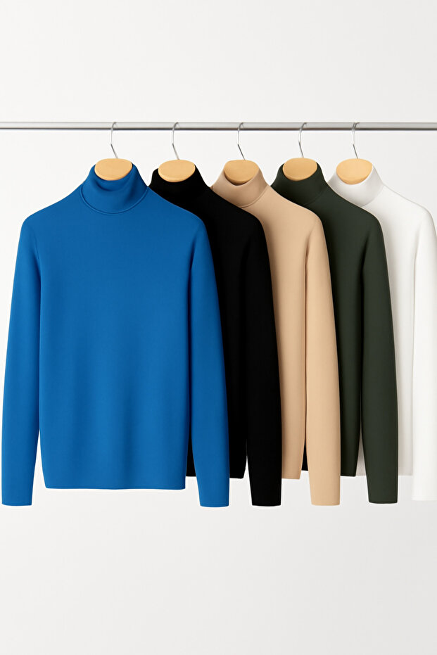 Pack of 5 Women's Basic Full Turtleneck Sweaters