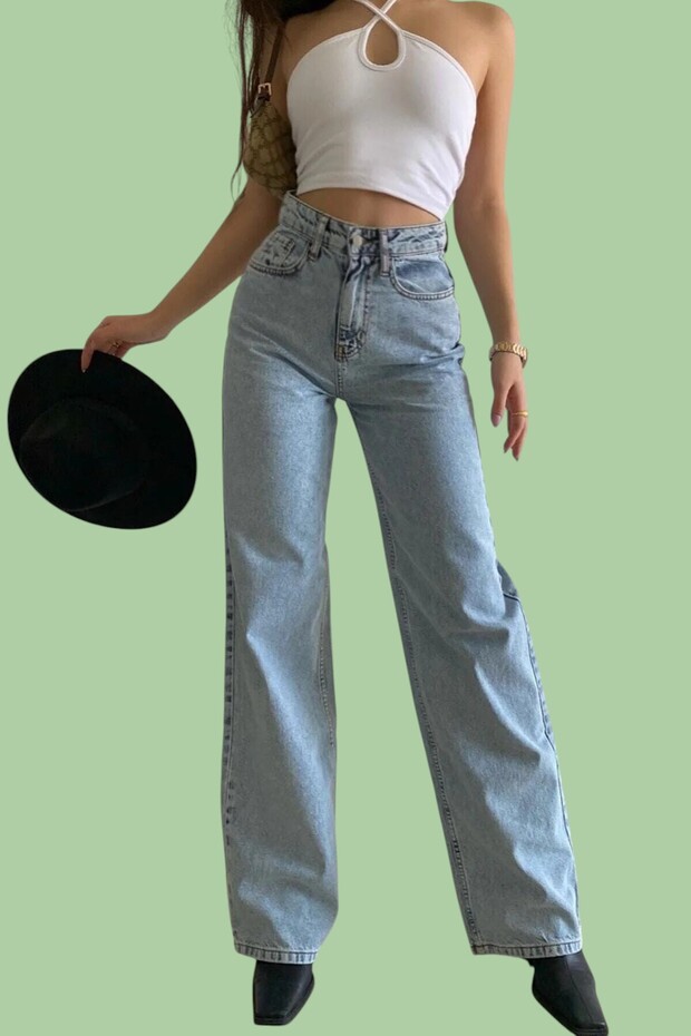 Snow Washed Blue Women's Denim Trousers