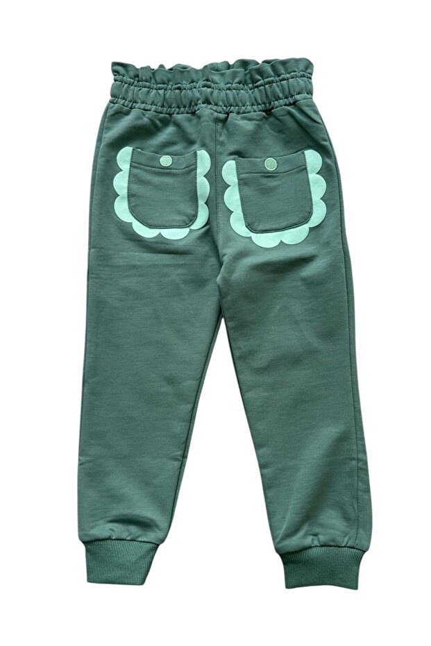 Double Pocket Green Girls' Sweatpants