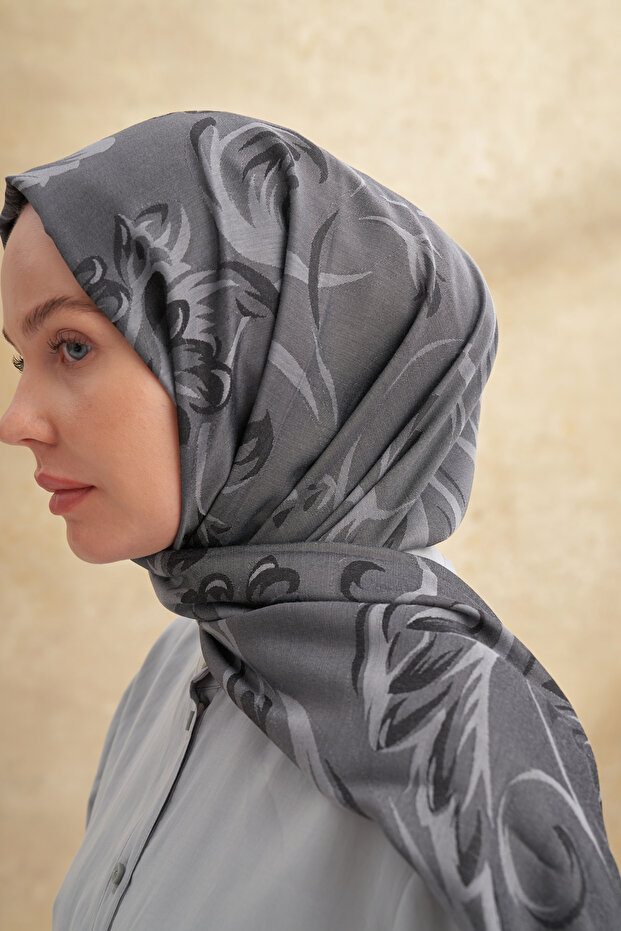 شال من الخيزران بنمط باروك - أسود - 2