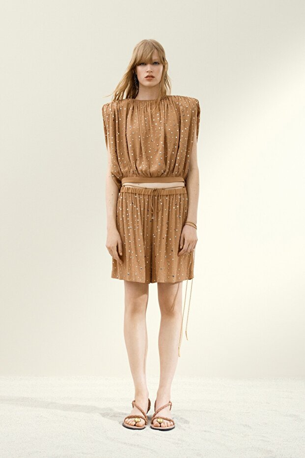 Suni Elmas İşlemeli Üst - 1