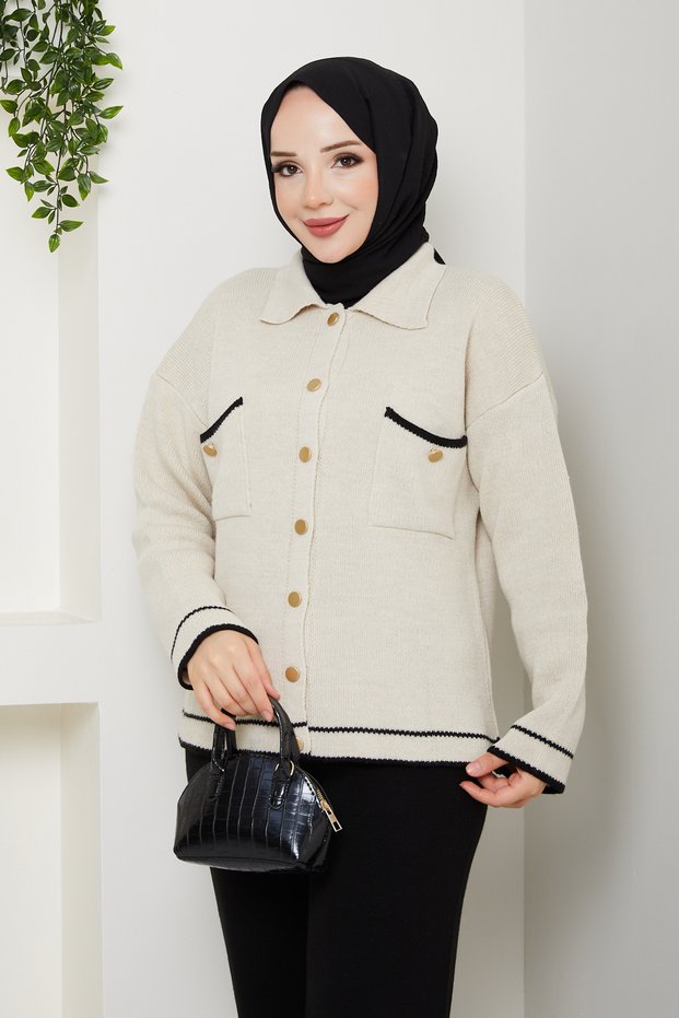 Women's Gold Buttoned Sports Jacket Cardigan