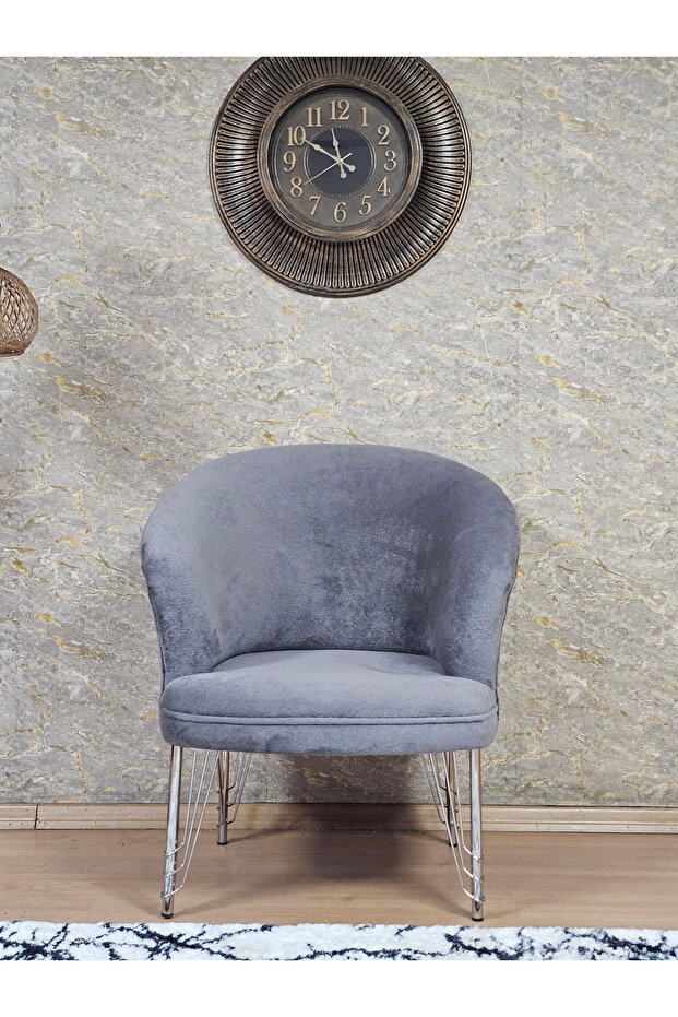 Tekli TEDDY Krom Kaplama Telli Ayak Çay Seti Koltuk Tekli Berjer , Balkon, Salon, Ofis - 2