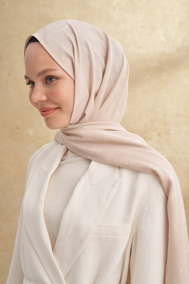 BAMBU BAROQ DESEN ŞAL - BEJ - 1