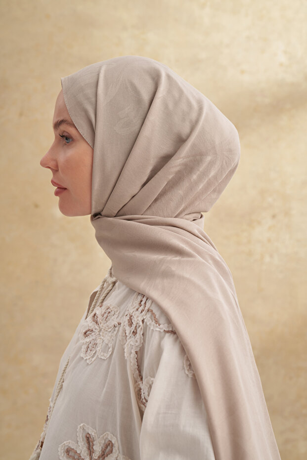 Bambu Baroque Patterned Shawl - Dark Beige - 1