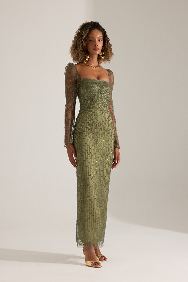 PATRIZIA HAKİ ELBİSE - 2