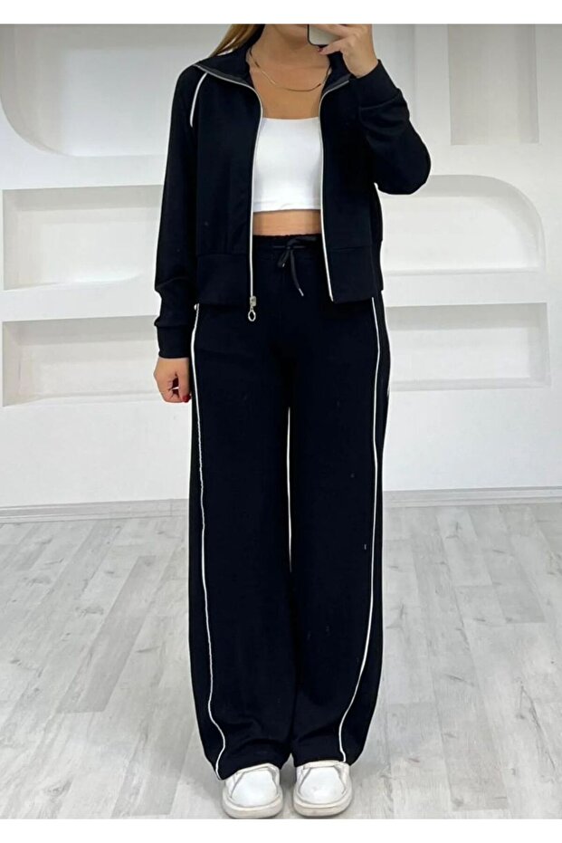 Modalový teplákový set s látkovými pruhmi - 2