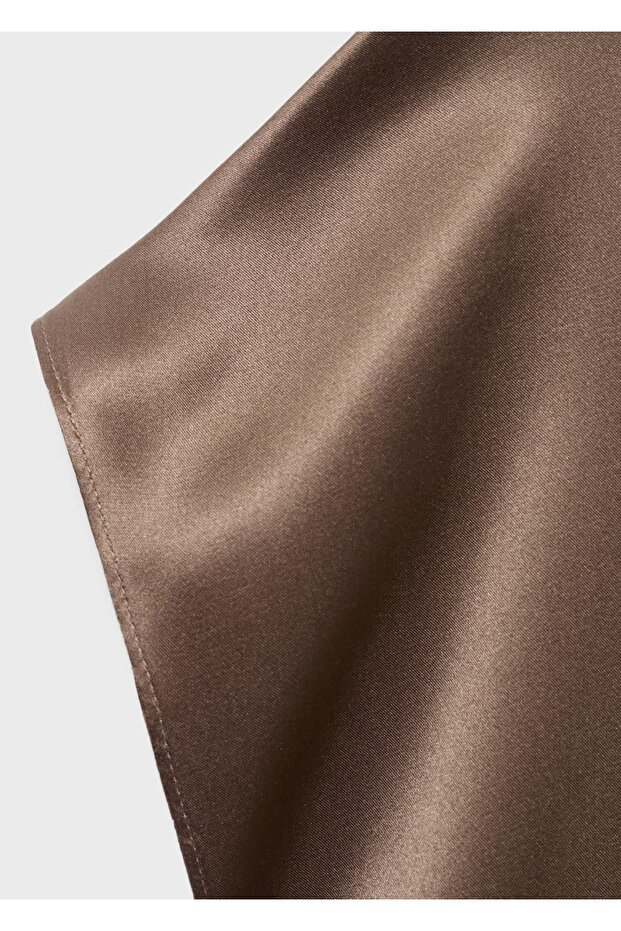 %100 saten ipek yüksek yakalı bluz - 7