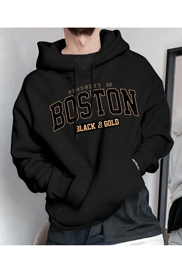Boston Printed Unisex Women/Men Hooded Oversize Bottom/Upper Tracksuit Set