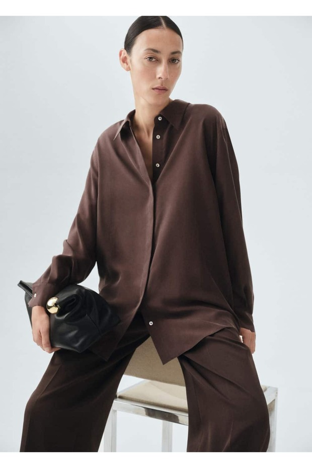 %100 ipek oversize gömlek - 5