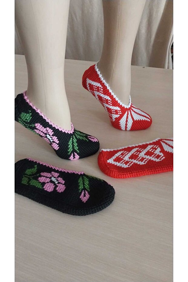 2 Pieces of Hand Knitted Dowry Tunisian Handmade Booties/Tunisian Handmade Booties/Handmade Booties/Knitted Booties/Tunisian/Handmade/Bundle - 1