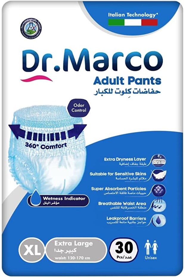 Dr. Marco Adult Culotte Diapers Extra Large (XL) 30 Pants with Wetness Indicator