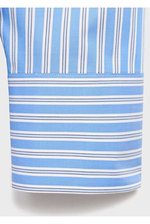 %100 pamuklu çizgili gömlek - 6