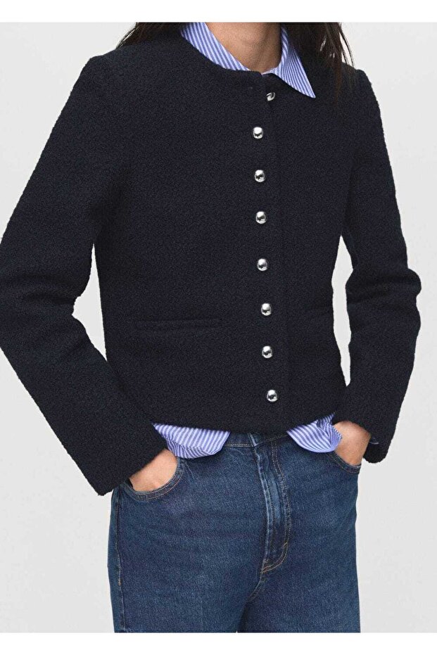 Strass taşlı buklet ceket - 1