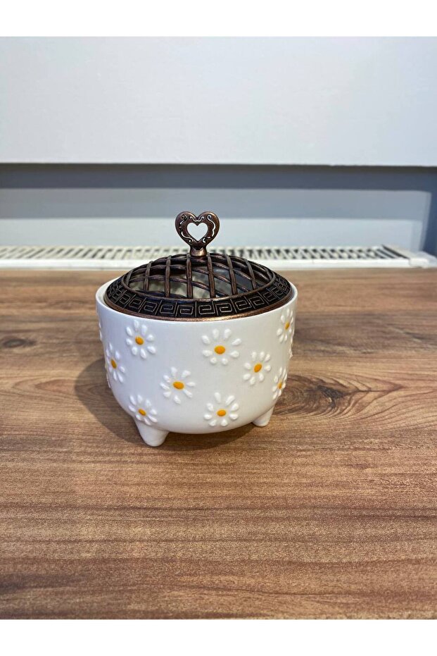 PAPATYA DESENLi EL YAPIMI SERAMİK ÇAY, KAHVE SETİ 2 ADET BARDAK TAKIMI VE 1 ADET ŞEKERLİK - 2