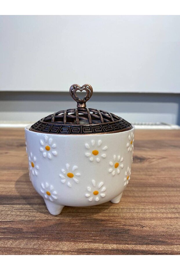 PAPATYA DESENLi EL YAPIMI SERAMİK ÇAY, KAHVE SETİ 2 ADET BARDAK TAKIMI VE 1 ADET ŞEKERLİK - 3