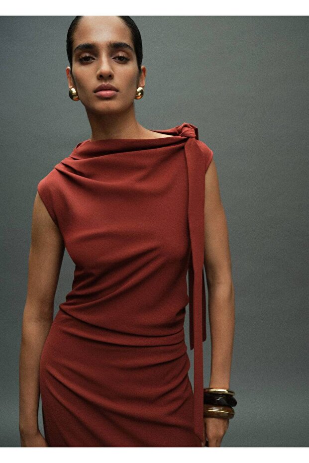 Dress with Knot Detail and Drawstring