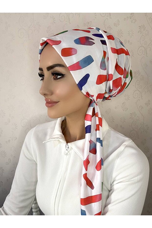Hb12 Patterned Back Tie Shawl Scarf