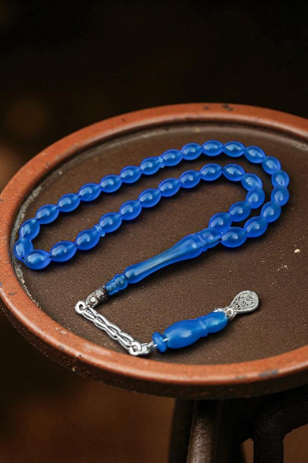 Barley Cut Powder Amber Prayer Beads Su Blue Rosary