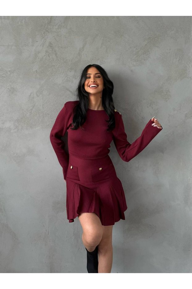 New Season Knitwear Pleated Skirt Mini Dress