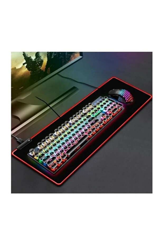 Oyuncu Mousepad Rgb Led Işıklı Speed Yüzey Su Geçirmez Gamepad Baskısız Siyah Renk Gaming Mousepad - 4