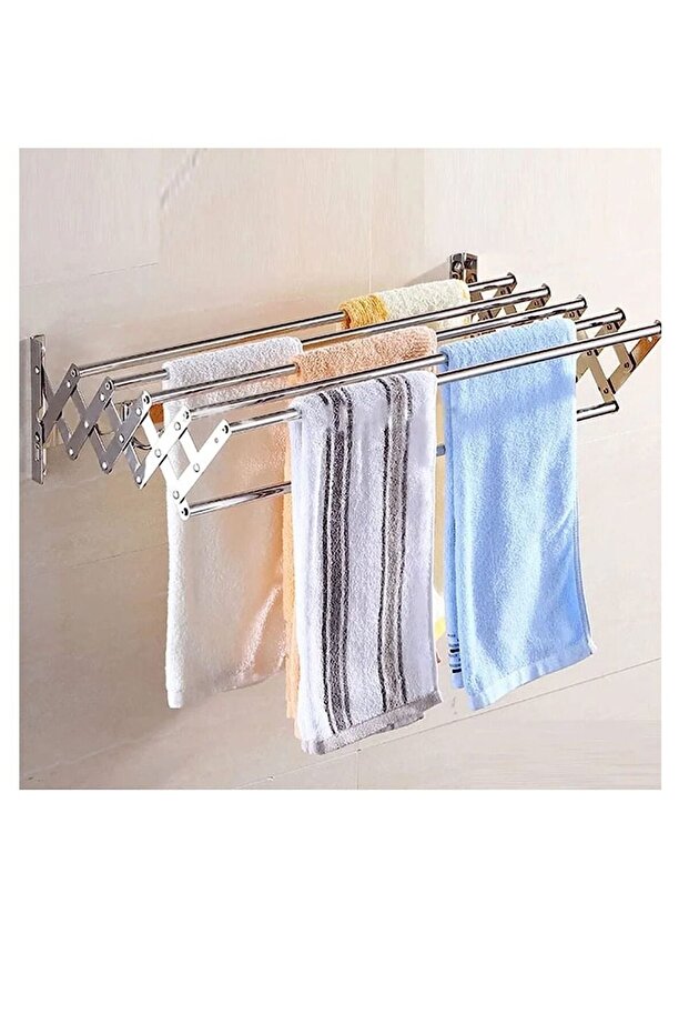 BAIG Wall Mounted Clothes Airer Laundry Drying Rack, Washing Line Space Saving Folding Adjustable S
