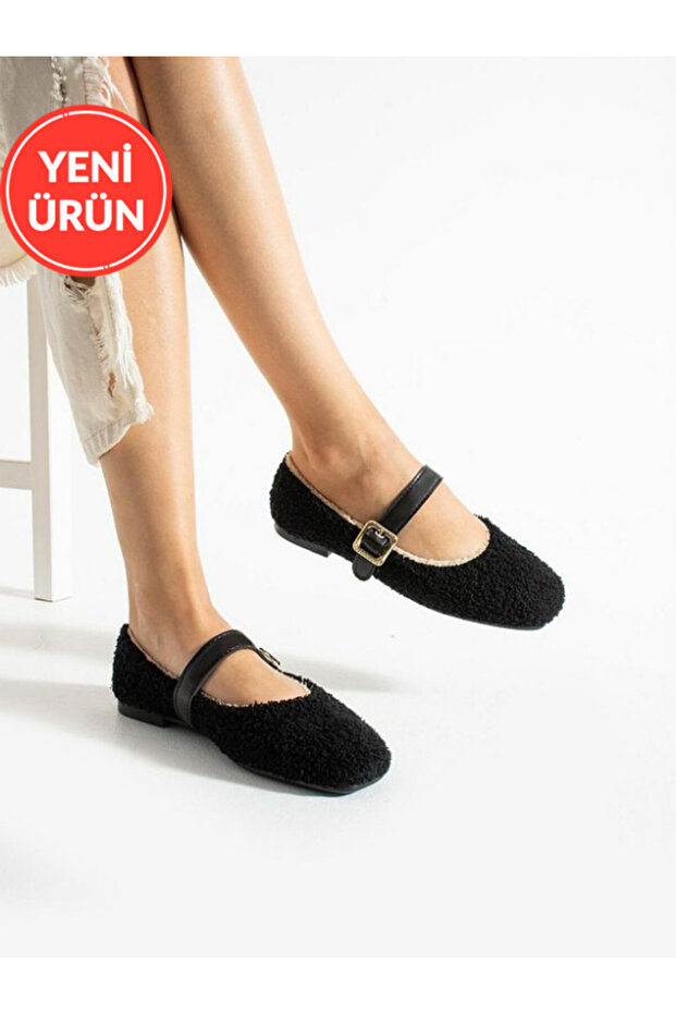 Women's Winter Belted Buckle Plush Wool Furry Dowry Bundle Fluffy Indoor Outdoor Ballet Flats Stc1148