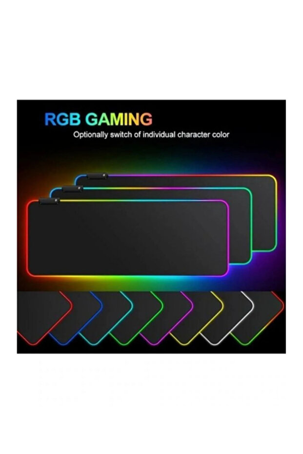 Oyuncu Mousepad Rgb Led Işıklı Speed Yüzey Su Geçirmez Gamepad Baskısız Siyah Renk Gaming Mousepad - 2