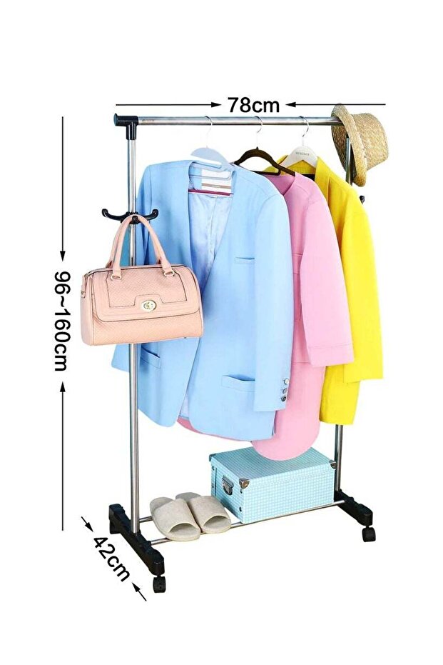 Floor Stand Stainless Steel Drying Rack Single Pole Adjustable Coat Rack Balcony Lifting Hanger Sim