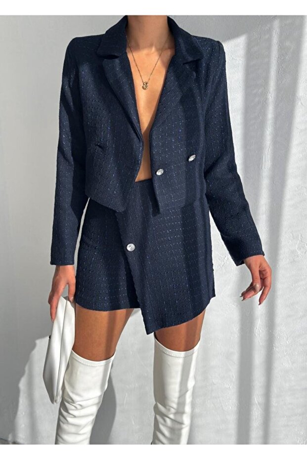 طقم أنيق مُصمم حسب الطلب - أزرق داكن - 2