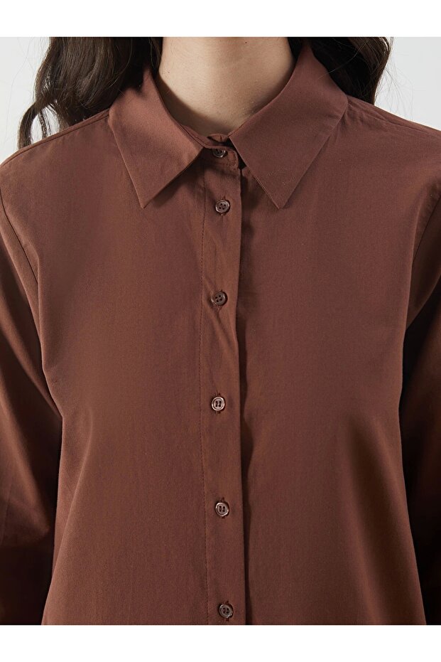 LCW Modest Kahverengi Regular Fit Kadın Gömlek Tunik - 3
