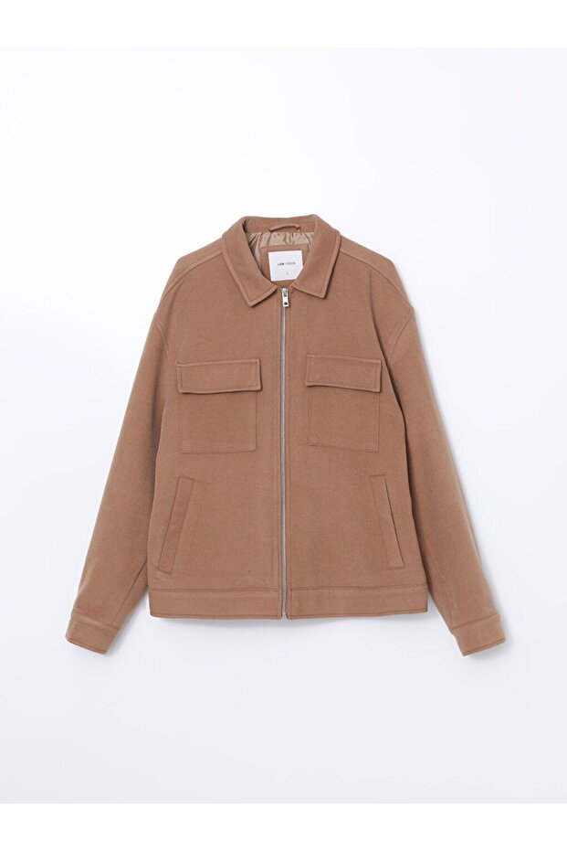 Standart Kalıp Gömlek Yaka Erkek Kaşe Mont - 1