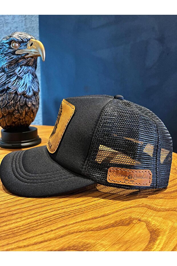 Hakiki Deri Patch Hayvan Figürlü Şapka - 2