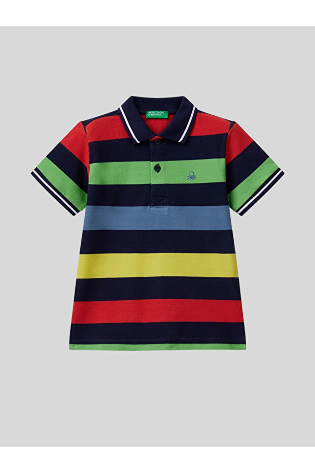 Boy's Striped Polotshirt 1-6 Years Old Navy Blue