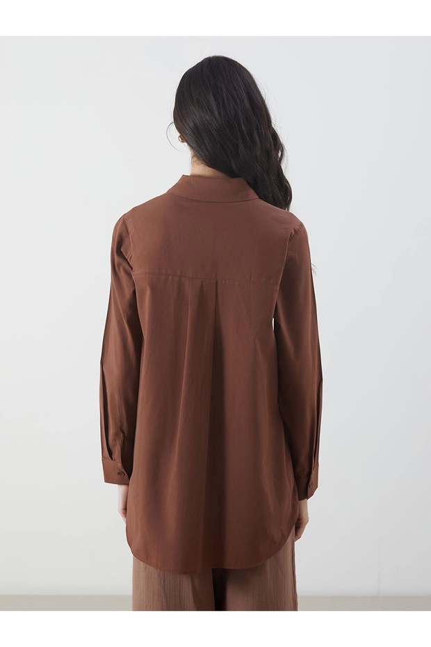 LCW Modest Kahverengi Regular Fit Kadın Gömlek Tunik - 4