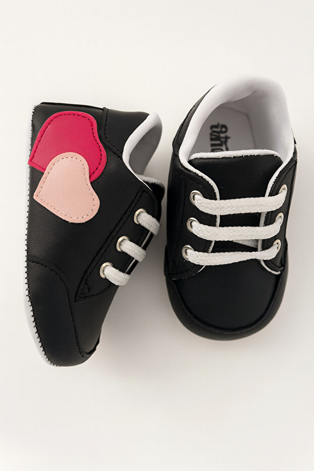 Baby Girl Sneakers - Heart Design, Flexible and Soft
