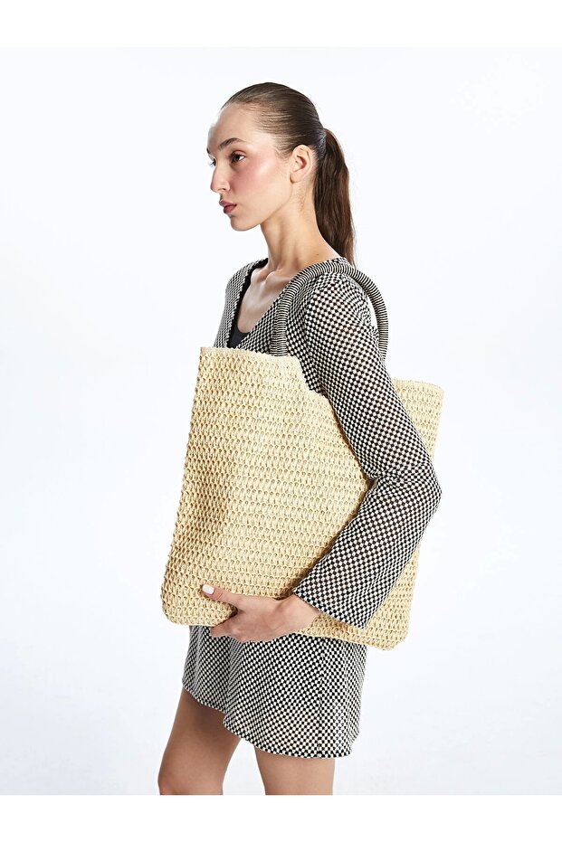 Lcw Accessories Ecru Straw Women's Handbag