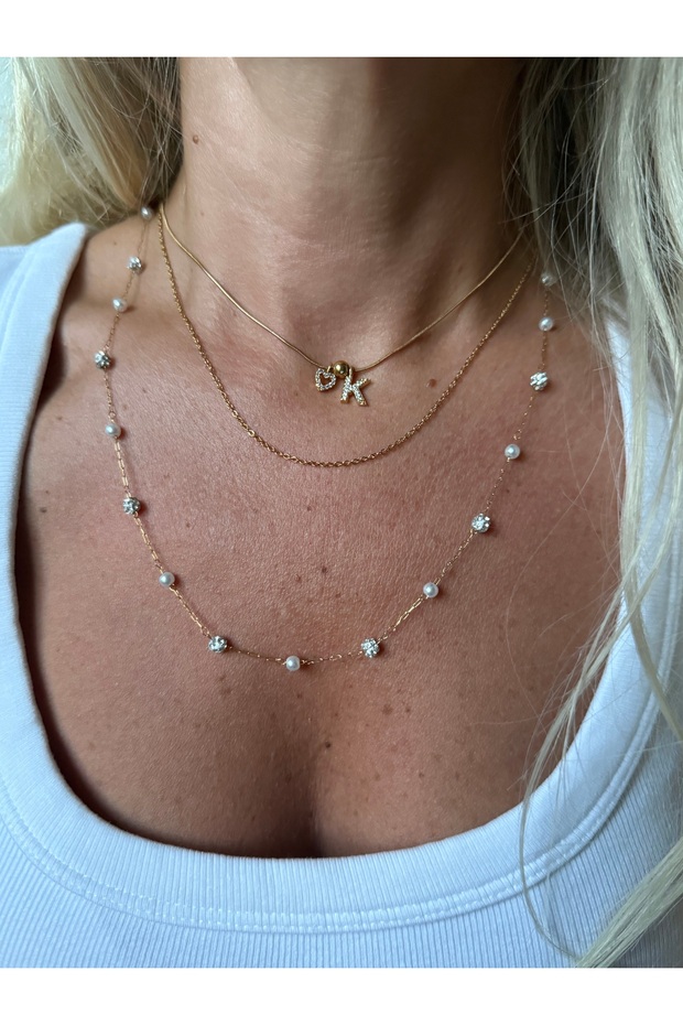 Stainless Steel Mini Zircon Heart K Letter Necklace