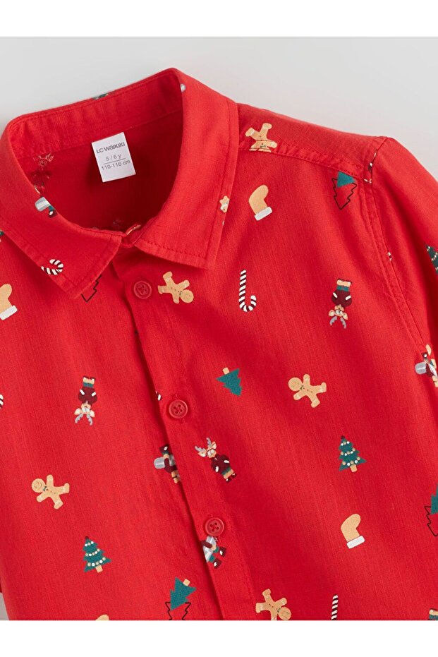 LCW Kids Yılbaşı Temalı Poplin Erkek Çocuk Gömlek - 2