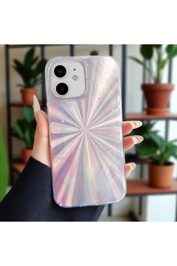 متوافق مع هاتف Apple iPhone 11 - غطاء سيليكون شفاف لامع بنمط انفجار نجمي متعدد الألوان مع صورة ثلاثية الأبعاد - 3
