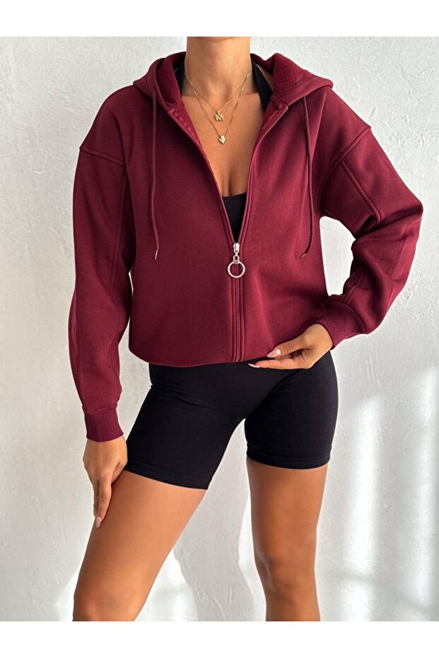 Pandacore Basic Fermuarlı Kapüşonlu Sweatshirt - 2