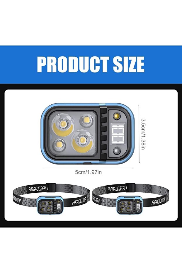 Rechargeable Head Torch Super Bright LED Headlamp Motion Sensor 4 Modes Waterproof Headlight - 6