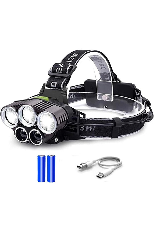 Rechargeable 3500 Lumen 6 Mode Waterproof 5 LED Flashlight with Lithium Ion Battery - 1